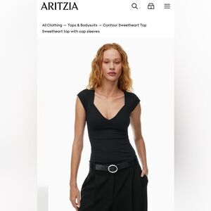 Aritzia Black Contour Sweetheart top